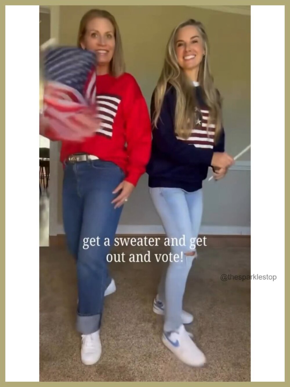 American Flag Knit Pullover Sweater Viscose Blend Long Sleeve Crew Neck - Picture 5 of 6
